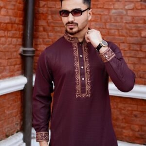 Ottoman Heritage Embroydery Panjabi | C-Tex Dark Maroon